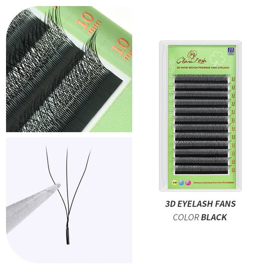 GLAMLASH 3D W-Shaped Eyelashes Extensions 0.07mm C/D/L/LU 3 Tip C/D/L/LU Curl High Quality Idividual Lash