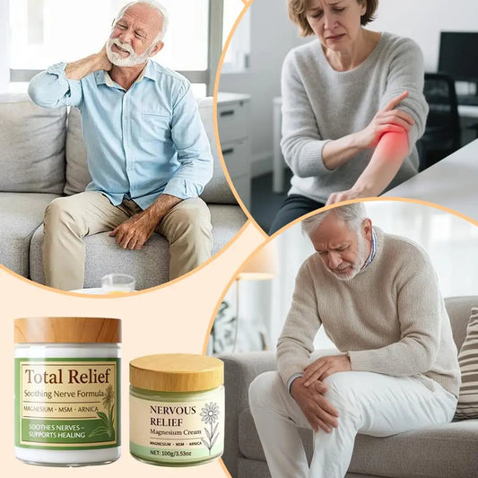 Natural Total Relief Nerve Soothing Cream, Magnesium & Arnica Infused Moisturizer for Daily Body Care & Skin Brightening