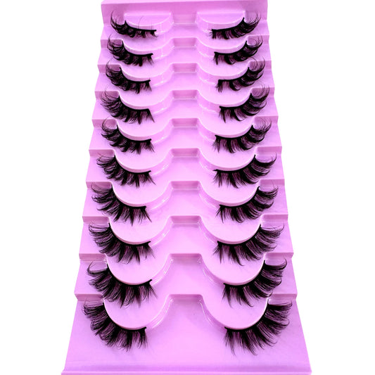 AMSDCN Half Lashes 10 Pairs Half Lashes Soft Natural Cat Eye Lashes Makeup Tool Fake Eyelashes Extension Fluffy Faux Cils